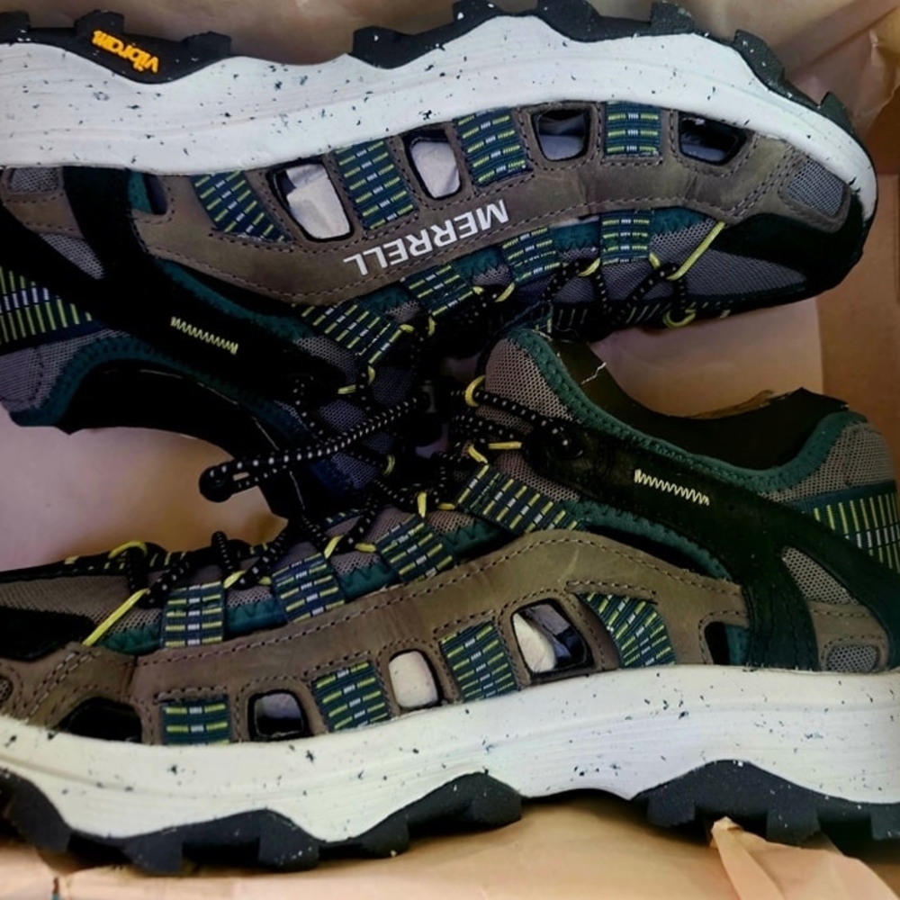 Merrell Black and Green Sneakers Rugged Design